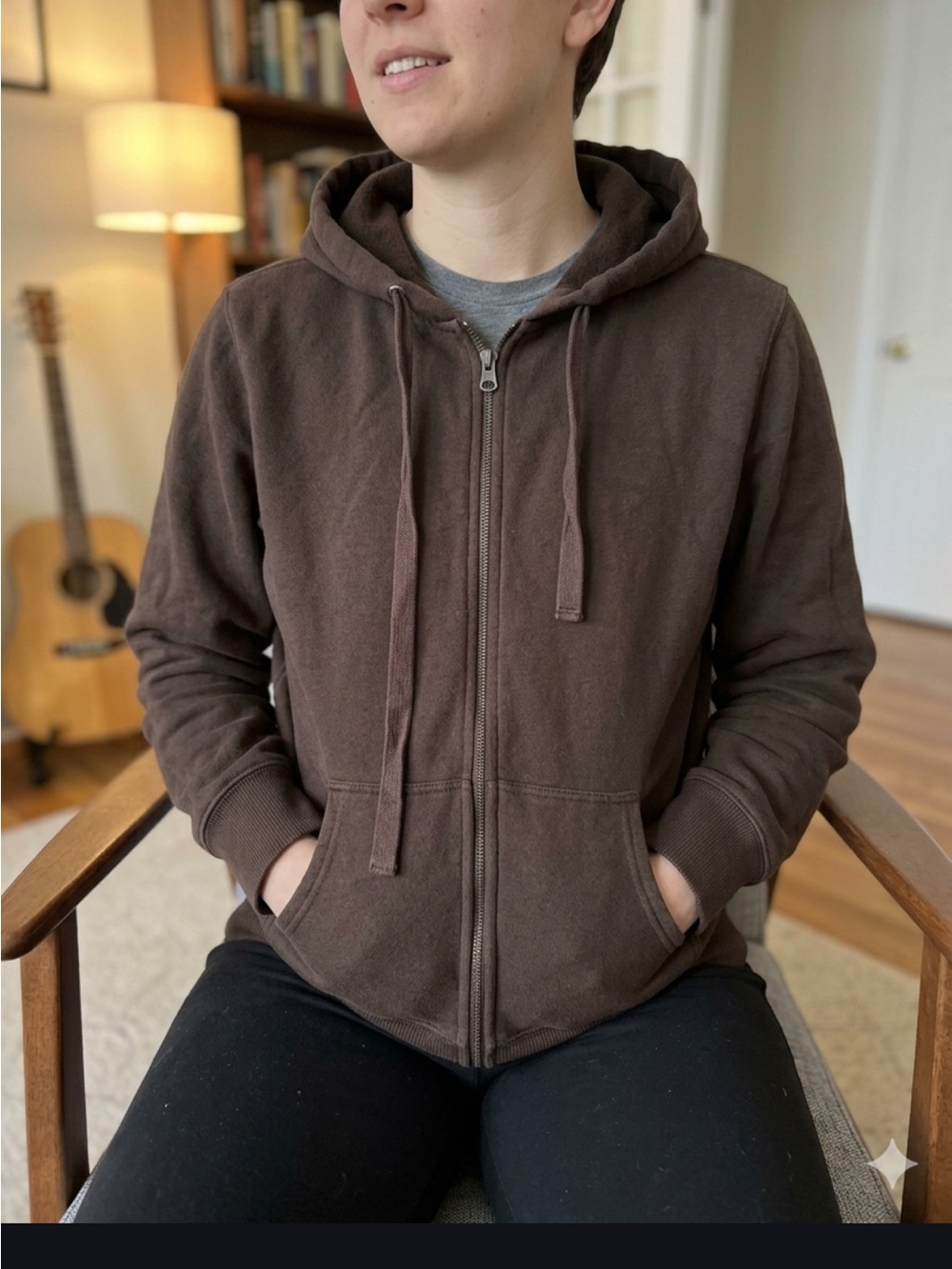 Old Navy Brown Men's Full-Zip Hoodie Sweater